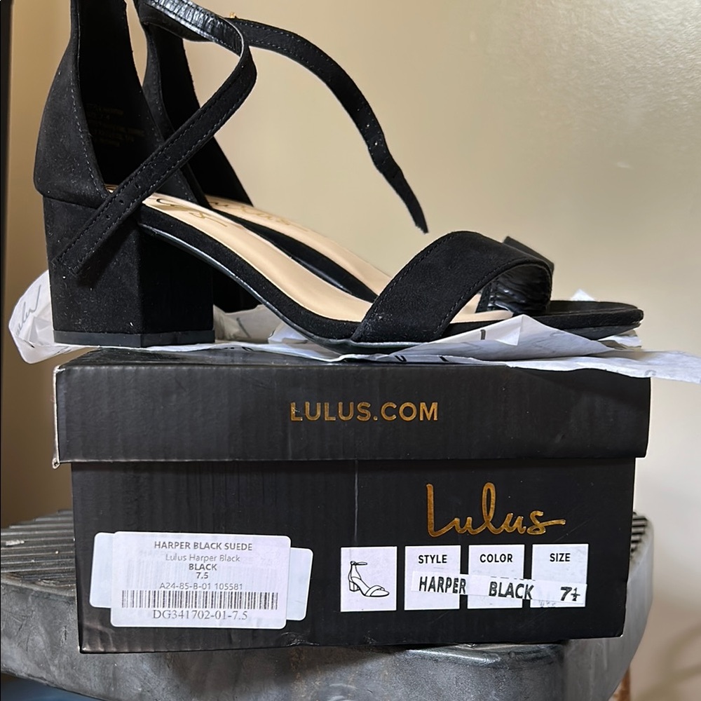 Lulu's Black Block Heel Sandals